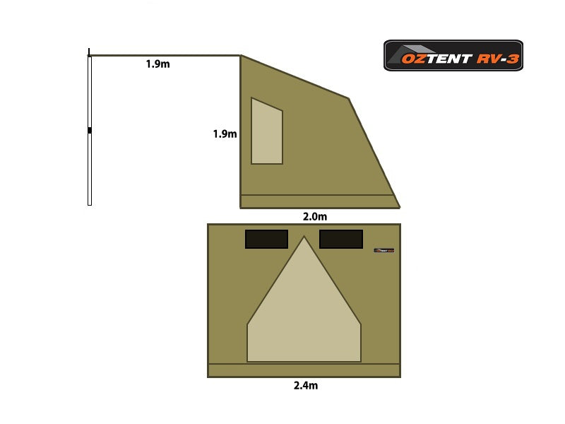 Oztent RV3 Dimensions.