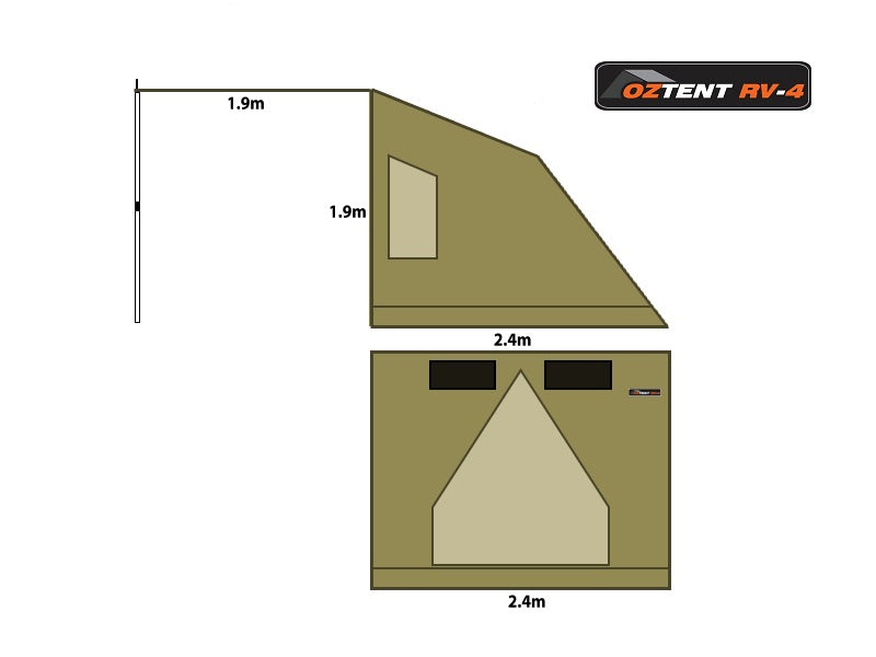 Oztent RV4 dimensions.