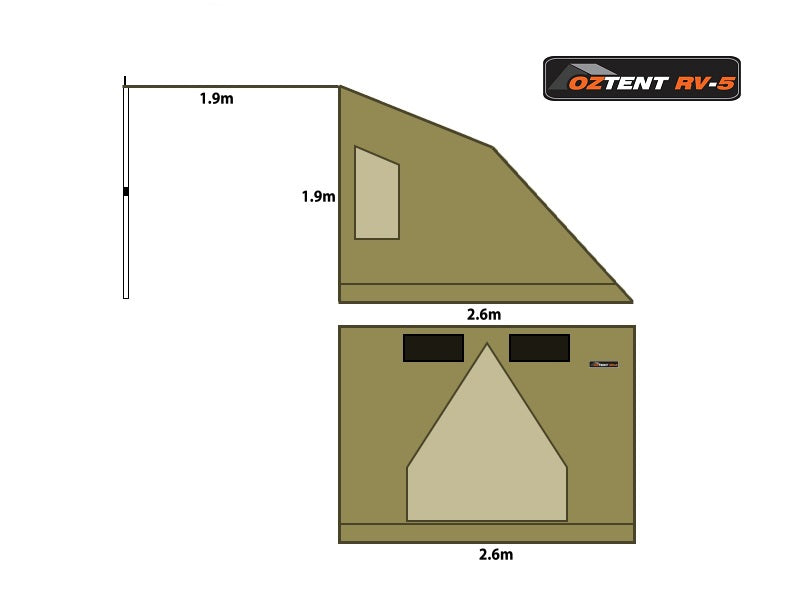 Oztent RV5 dimensions.